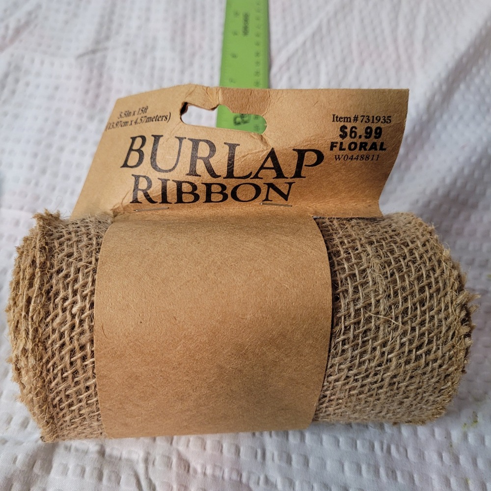 Hobby Lobby Natural Burlap Ribbon Roll 5.5in‎ x 15ft Tan Floral Craft W0448811